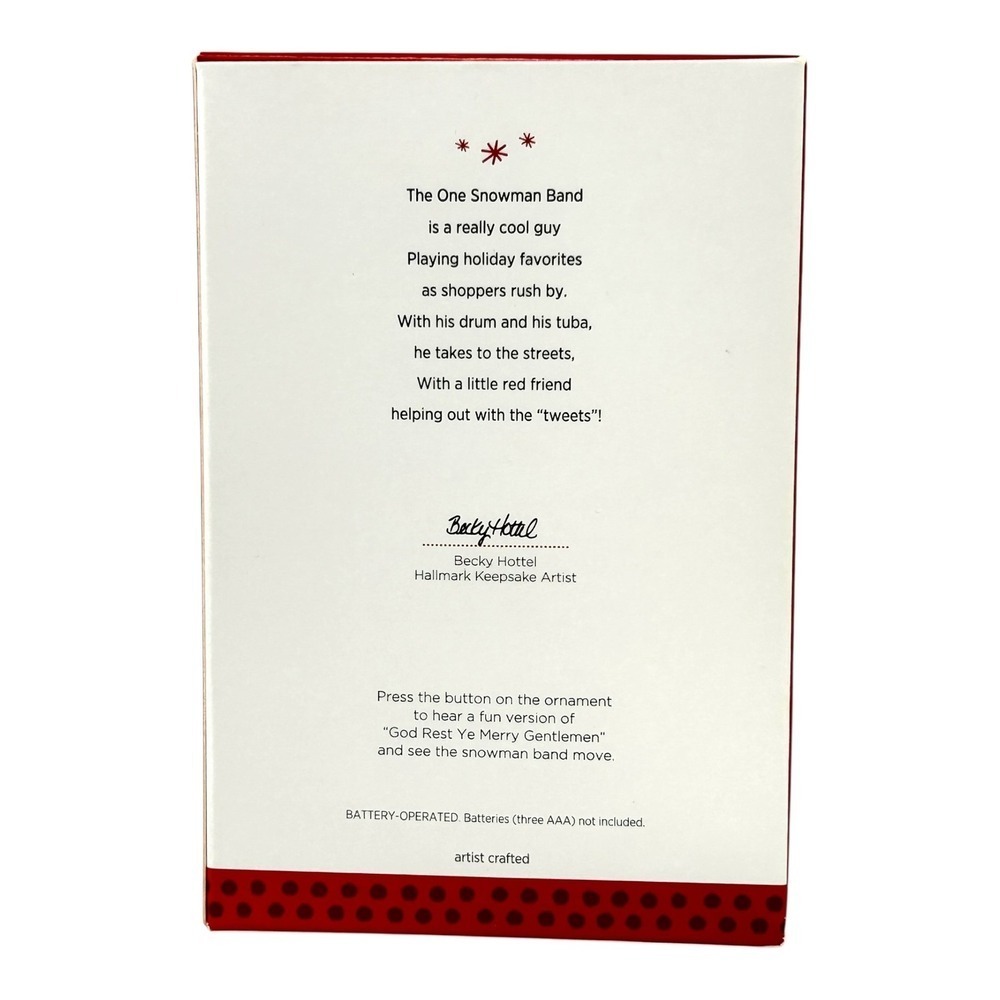 Hallmark ONE SNOWMAN BAND Magic Keepsake Ornament with Sound & Motion 2013 Box - Picture 11 of 15